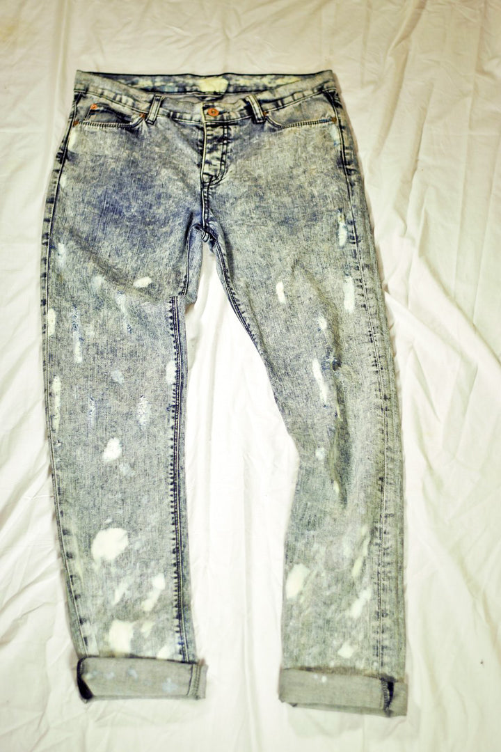 Bleached &amp; Distressed Denim Jeans