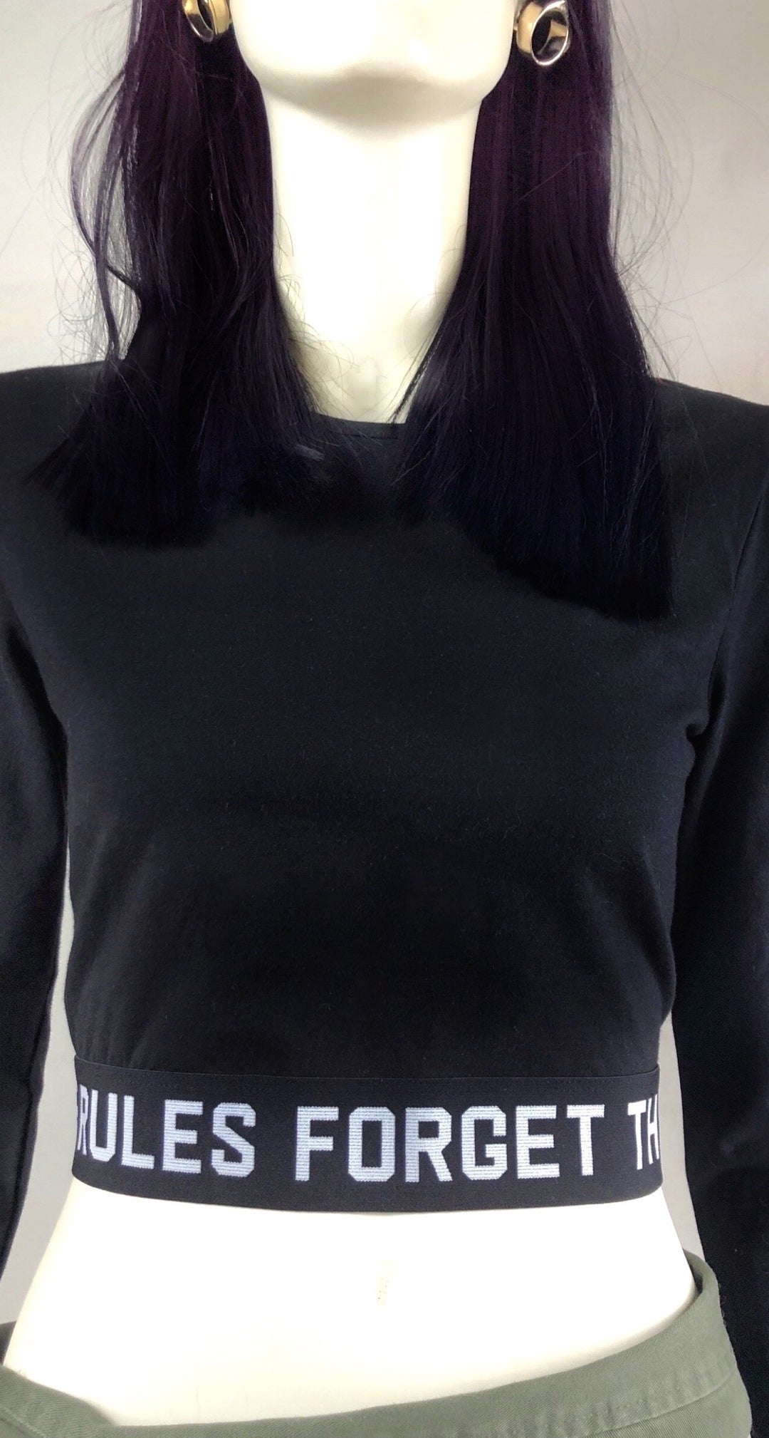 Printed Long-Sleeved Crop Top