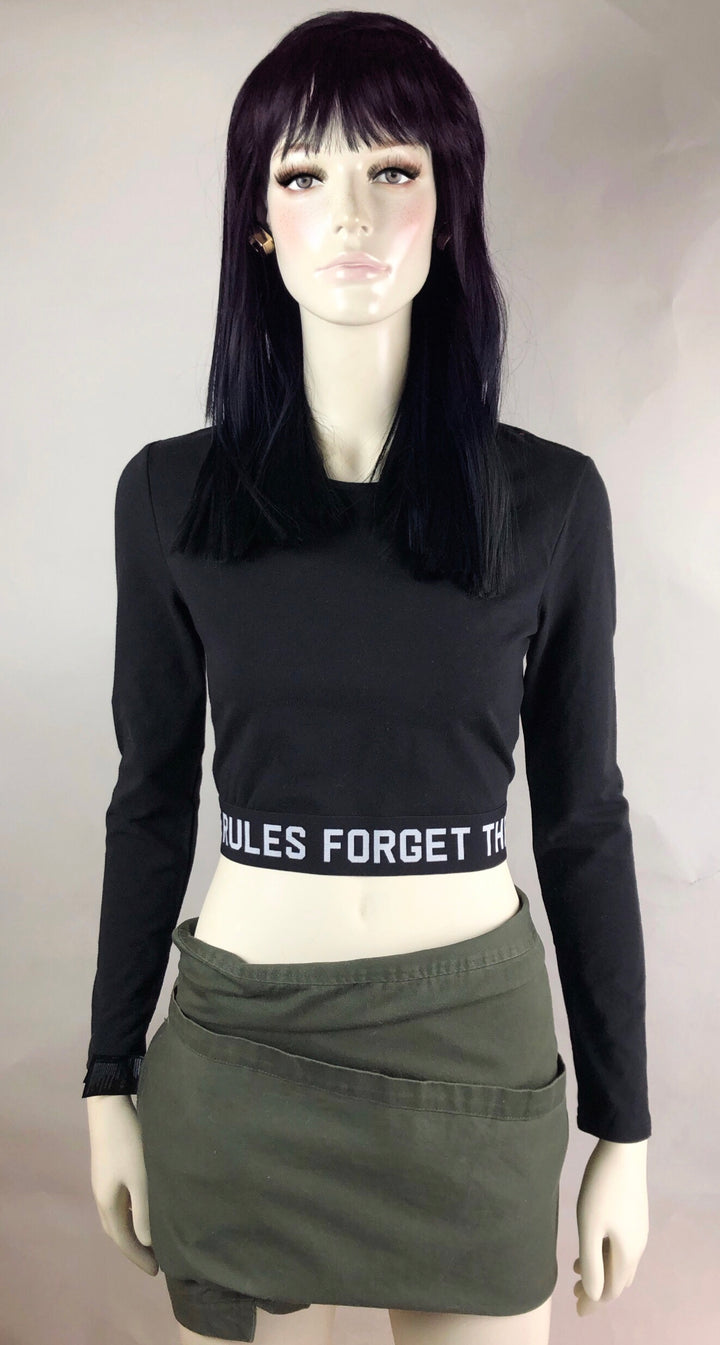 Printed Long-Sleeved Crop Top