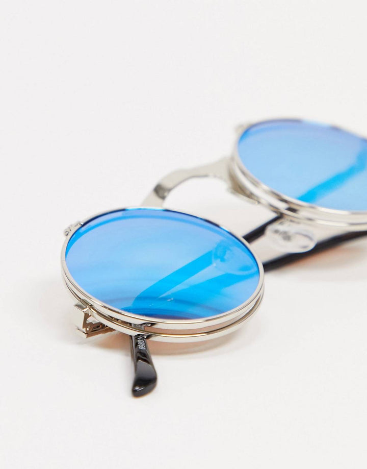 Rounded Sunglasses with Dual-Lens