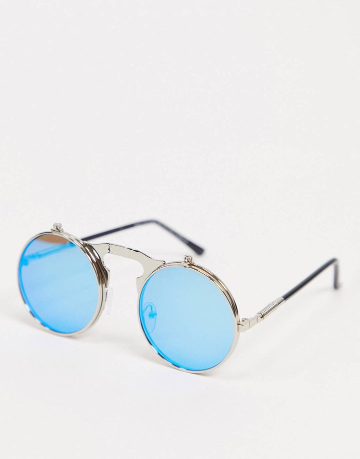 Rounded Sunglasses with Dual-Lens