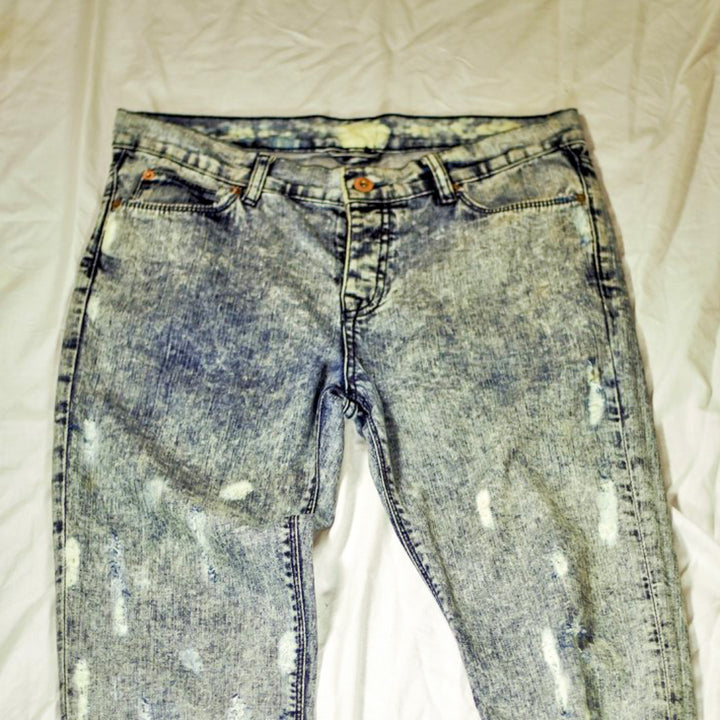 Bleached &amp; Distressed Denim Jeans